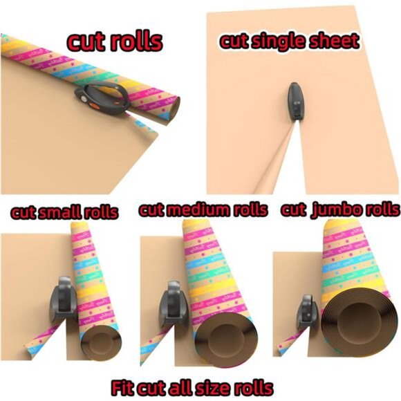 2 Pack Wrapping Paper Cutter with 3 Replaceable Blade Sets for Gift - Picture 5 of 7